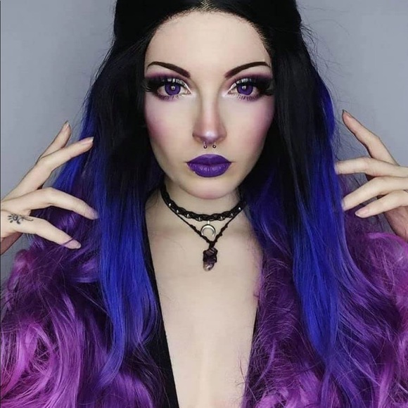 💫22” PURPLE OMBRÉ BODY WAVY  LACEFRONT WIG *NEW* - Picture 1 of 5